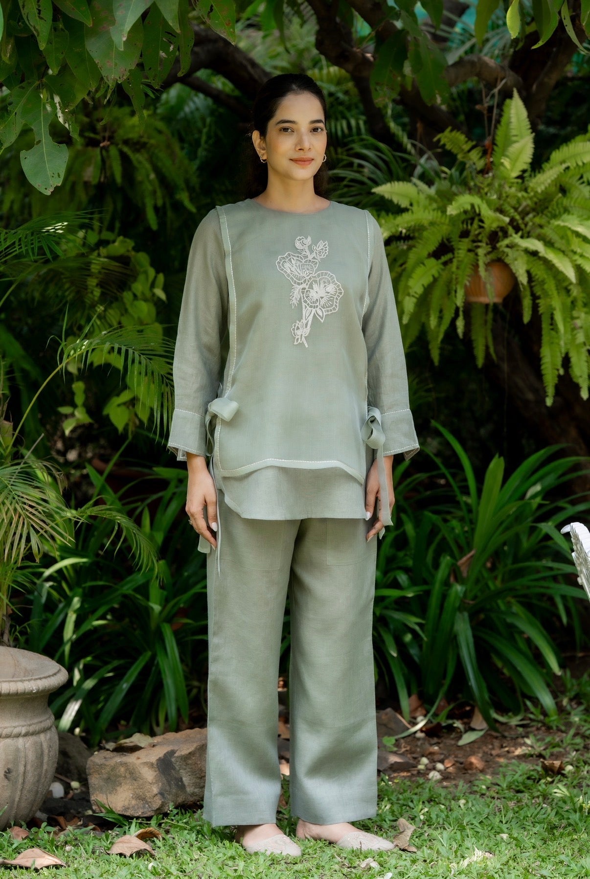 Basil Green Linen Co-ord Set