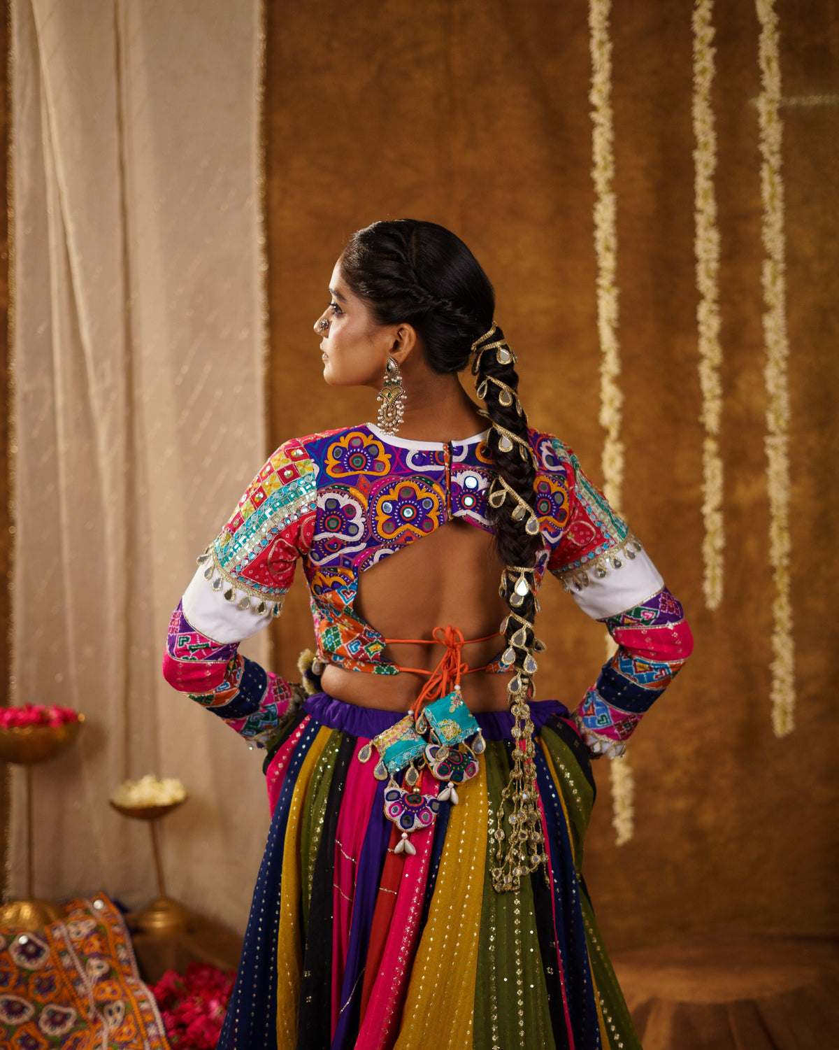 Wisha Vibrant Multicolor Bandhani & Mirror Work Chaniya Choli