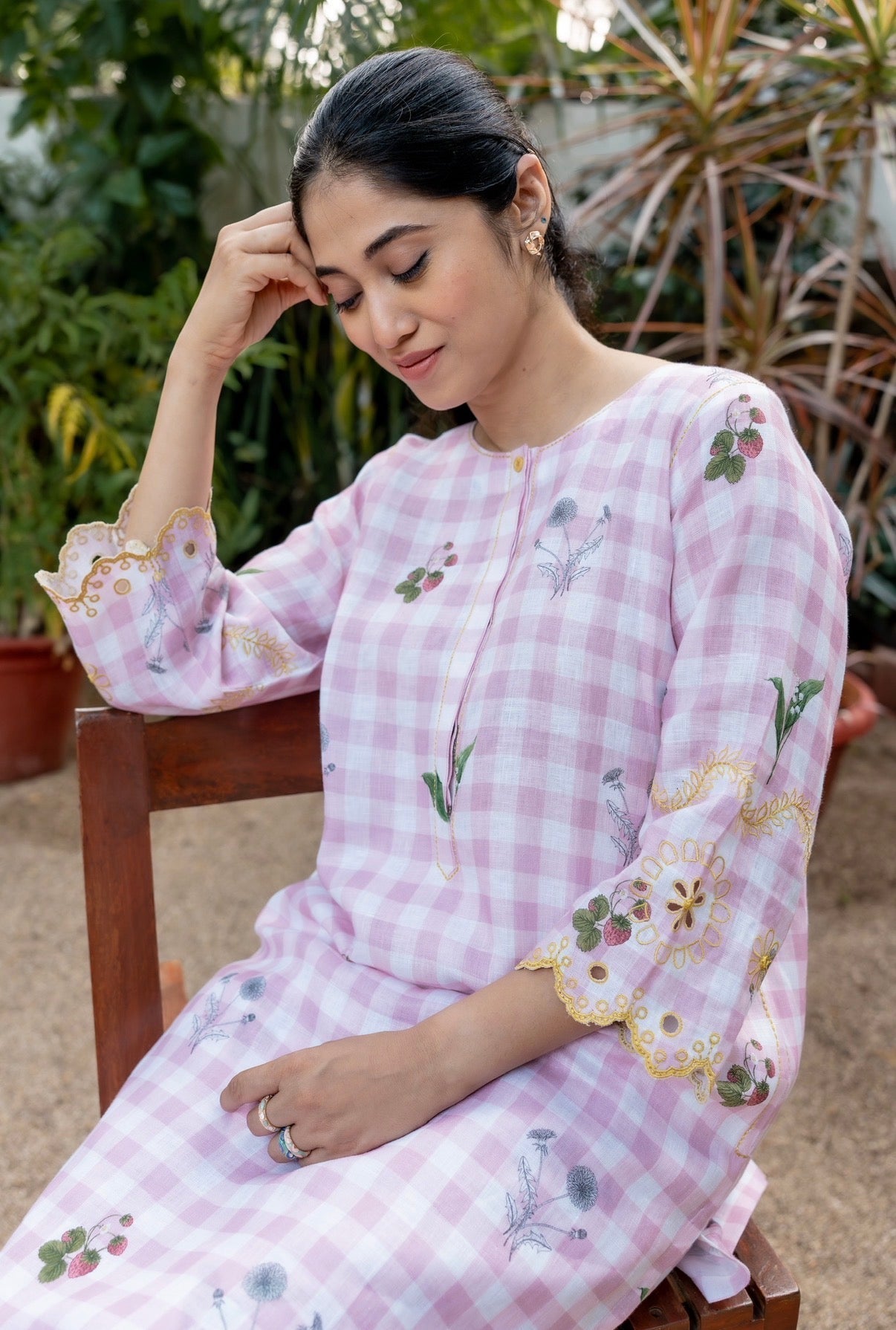 Gingham Pink Linen Pair