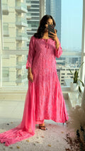 Sia Pink Moti Sitara Crepe Suit
