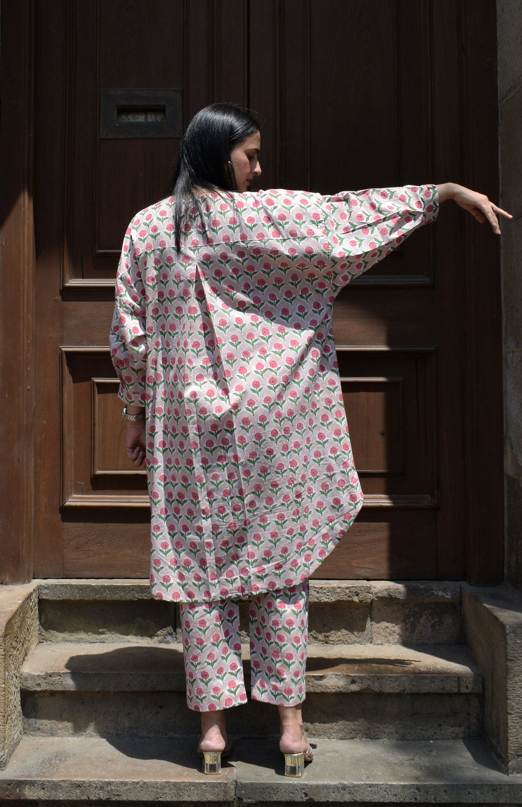 Pink Hand block printed Antifit co-ord set