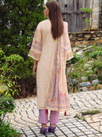 Floral Embroidered Beads and Stones Linen Kurta with Trousers & Dupatta