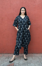 Black Ikat Choga Kurta