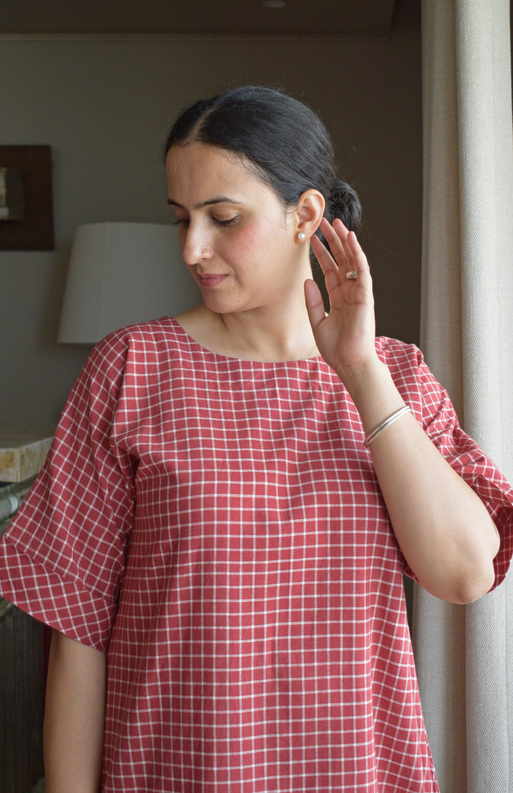 Madder Co-ord set in Handwoven Checks