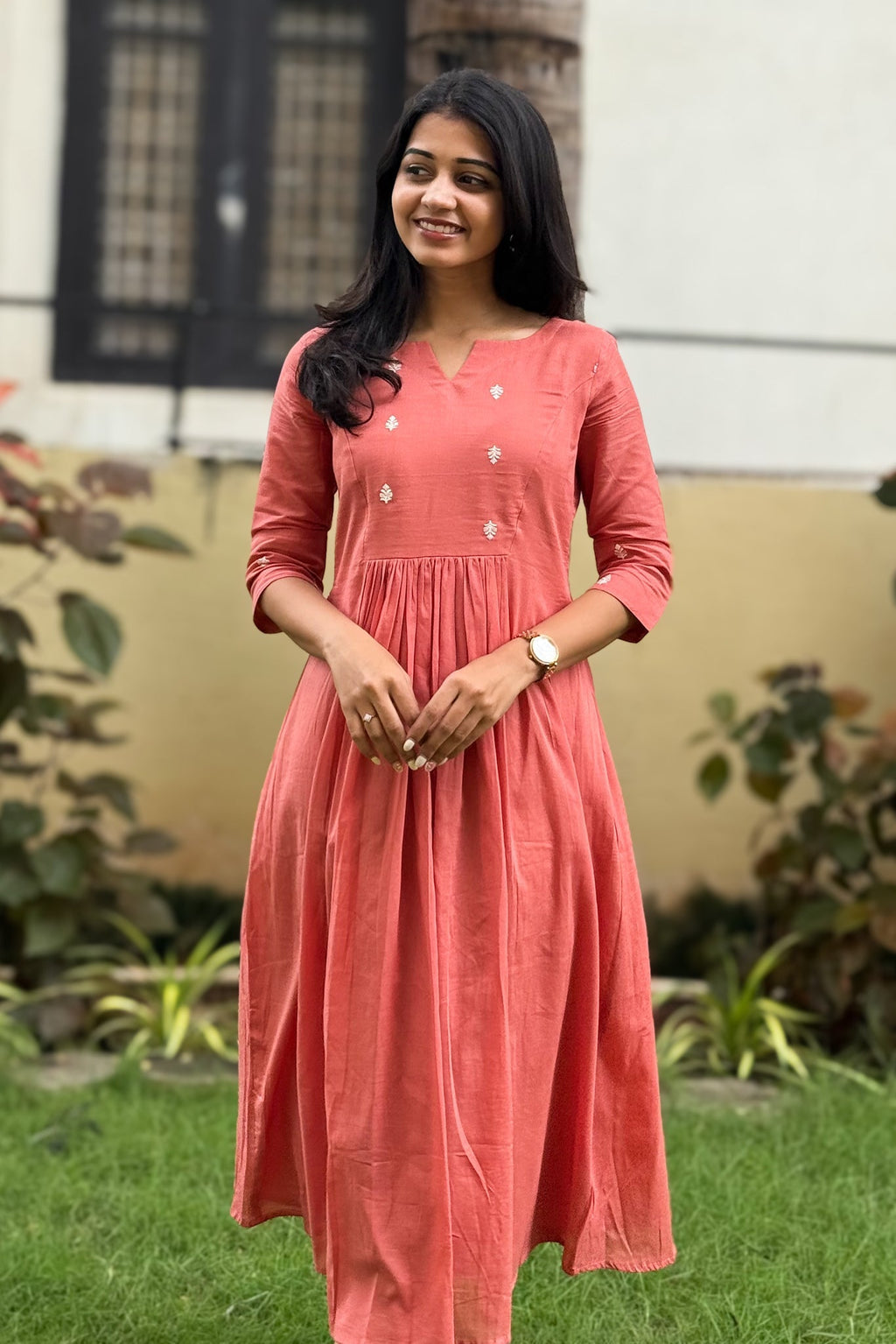 Muted Coral A line maxi