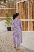 Soft Loop Lavender Viscose Co-ord with Shirt Collar Neck & 3/4th Sleeves