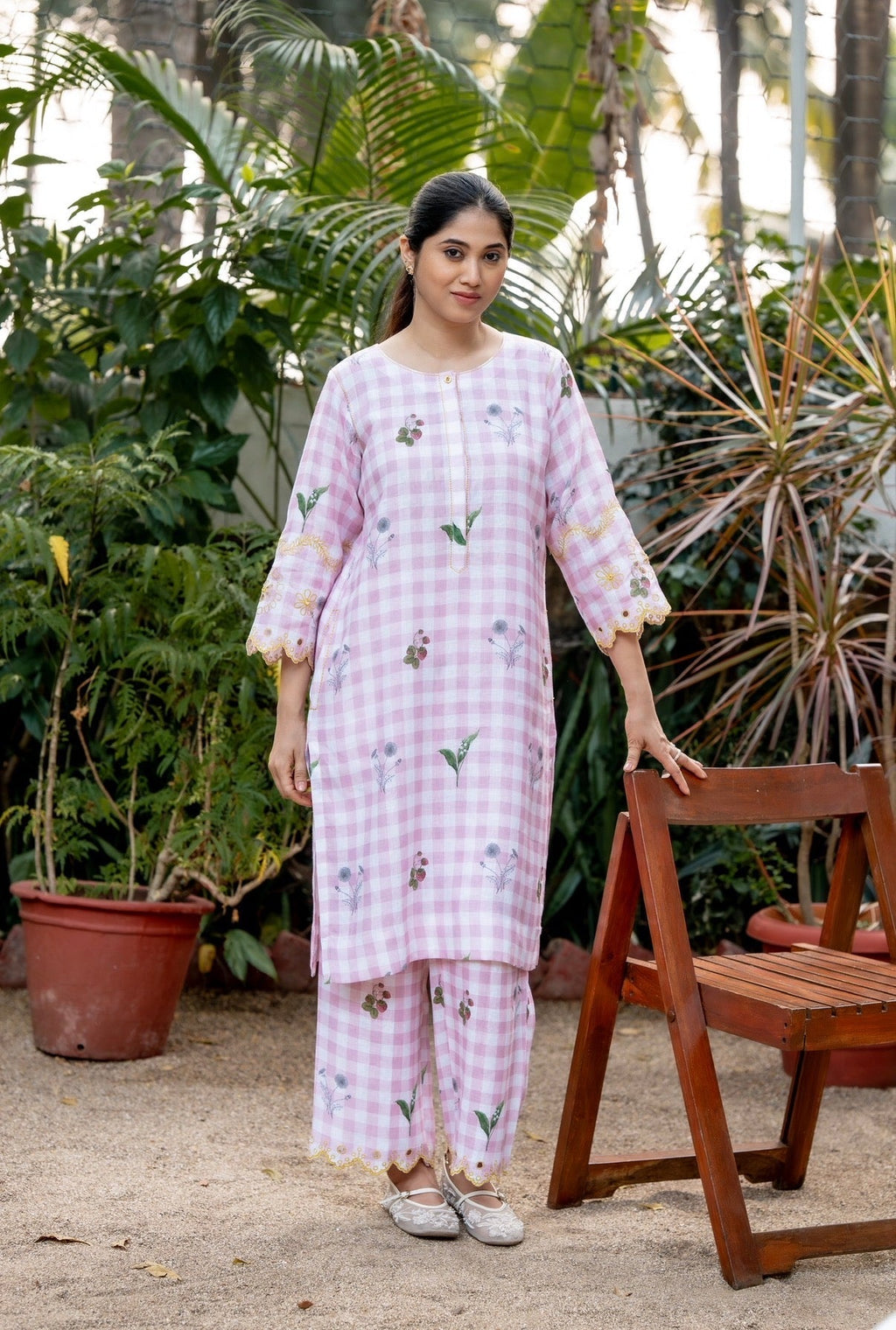 Gingham Pink Linen Pair