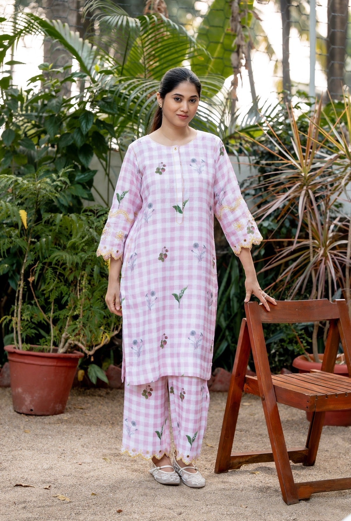 Gingham Pink Linen Pair