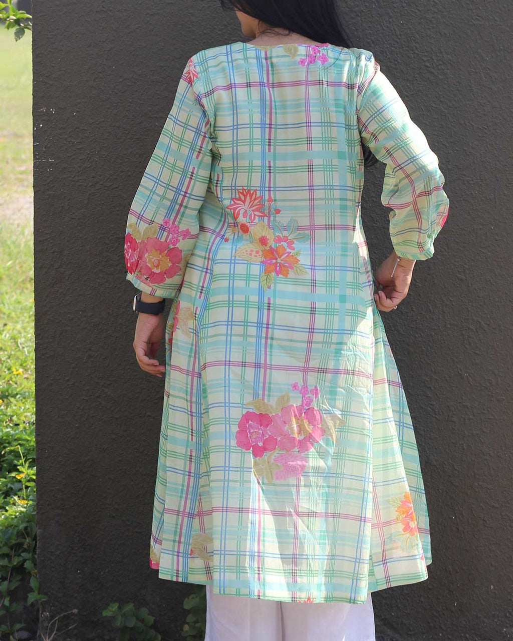 Mint Sorbet Checks Long Kurta
