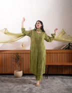 Reeva Olive Green Georgette Kurta Set