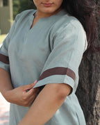 Coffee Stripe Premium Linen Kurta set