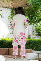 Off White Printed Cotton Flex Co-Ord Set