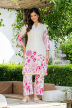 Off White Printed Cotton Flex Co-Ord Set