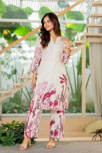 Off White Printed Cotton Flex Co-Ord Set