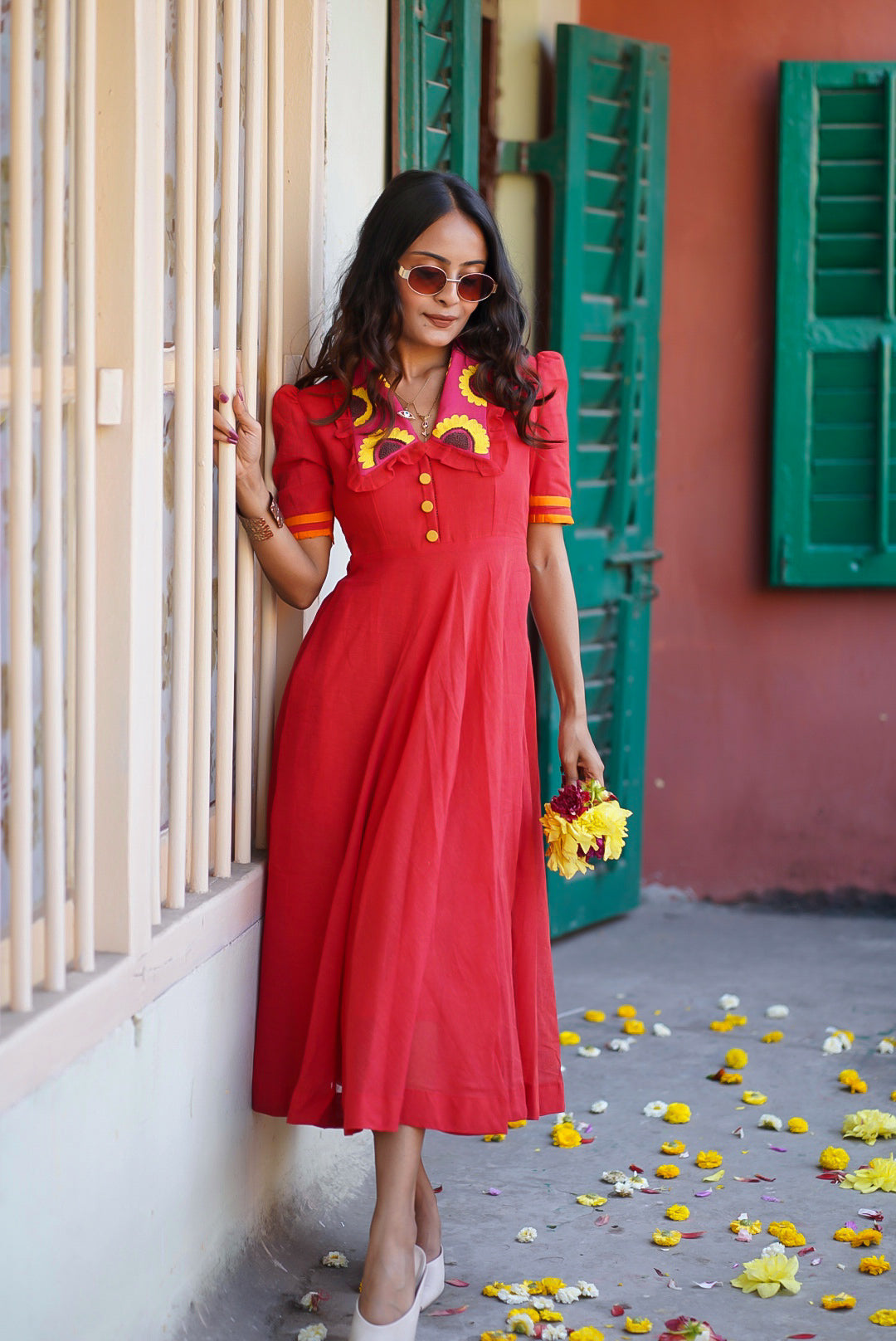 Crimson Sunflower Dress