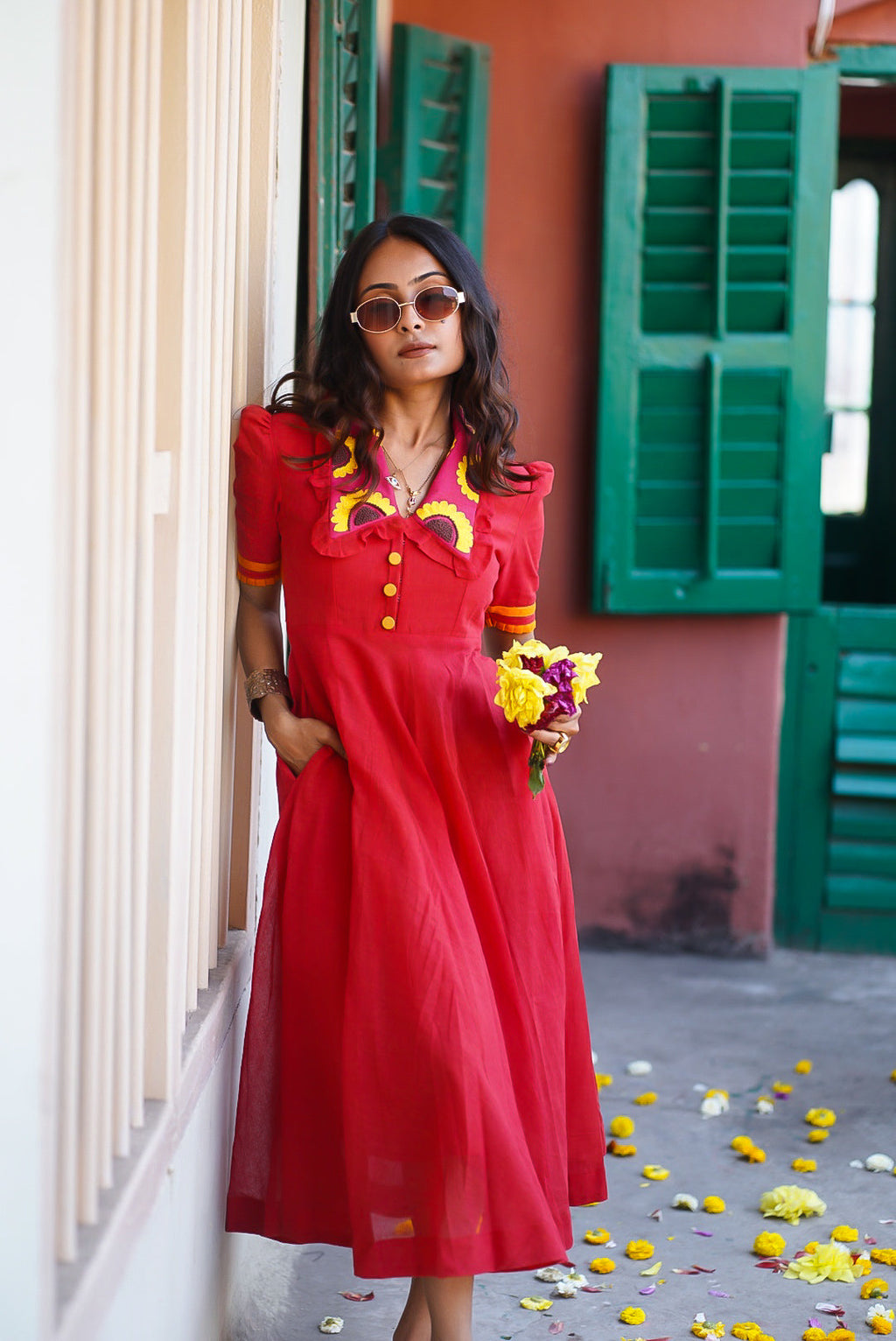 Crimson Sunflower Dress