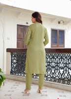 Embroidered Rayon Kurta and Pant Set