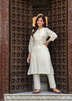 Embroidered Rayon Kurta and Pant Set
