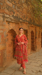 Red Kalamkari Suit Set