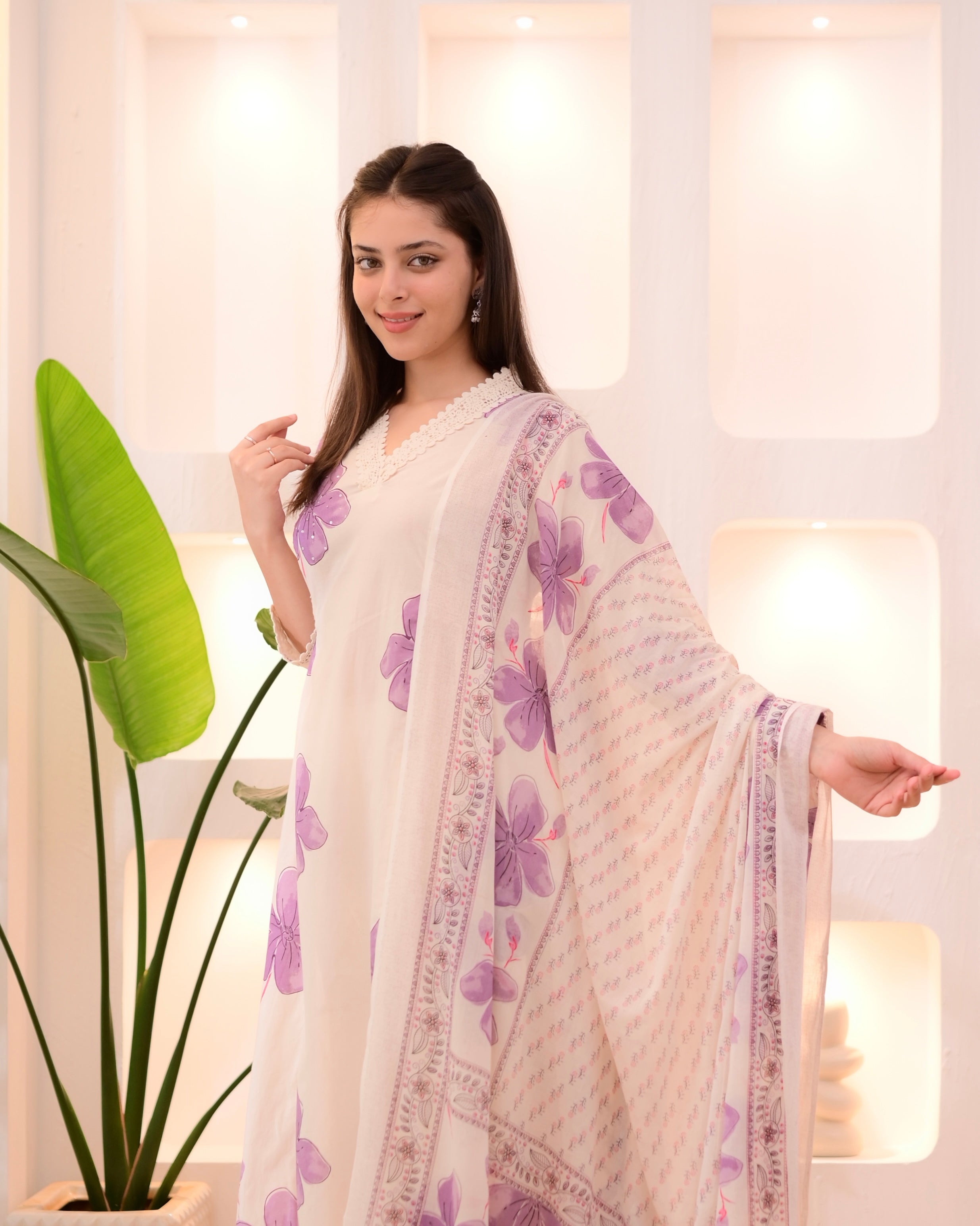 Orchid Flora Cotton A Line Suit