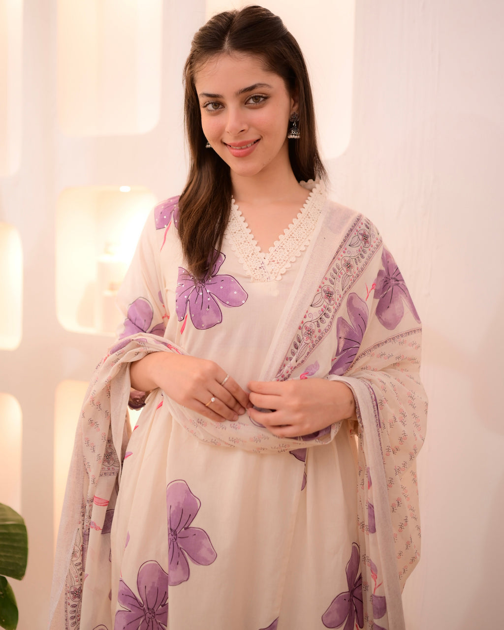 Orchid Flora Cotton A Line Suit