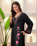 Black Lotus Cotton A Line Kurta Palazzo Set