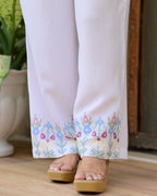 White Threadwork Collar Cotton Co-ord
