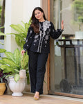 Black Threadwork Cotton Co-ord Set