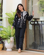 Black Threadwork Cotton Co-ord Set