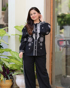 Black Threadwork Cotton Co-ord Set