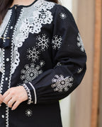 Black Threadwork Cotton Co-ord Set