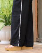 Black Threadwork Cotton Co-ord Set