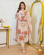 Ivory Gulbahaar Natural Crepe Handwork Festive Suit