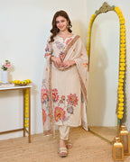 Ivory Gulbahaar Natural Crepe Handwork Festive Suit