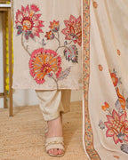 Ivory Gulbahaar Natural Crepe Handwork Festive Suit