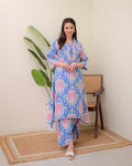 Blue Baroque A Line Cotton Kurta Set