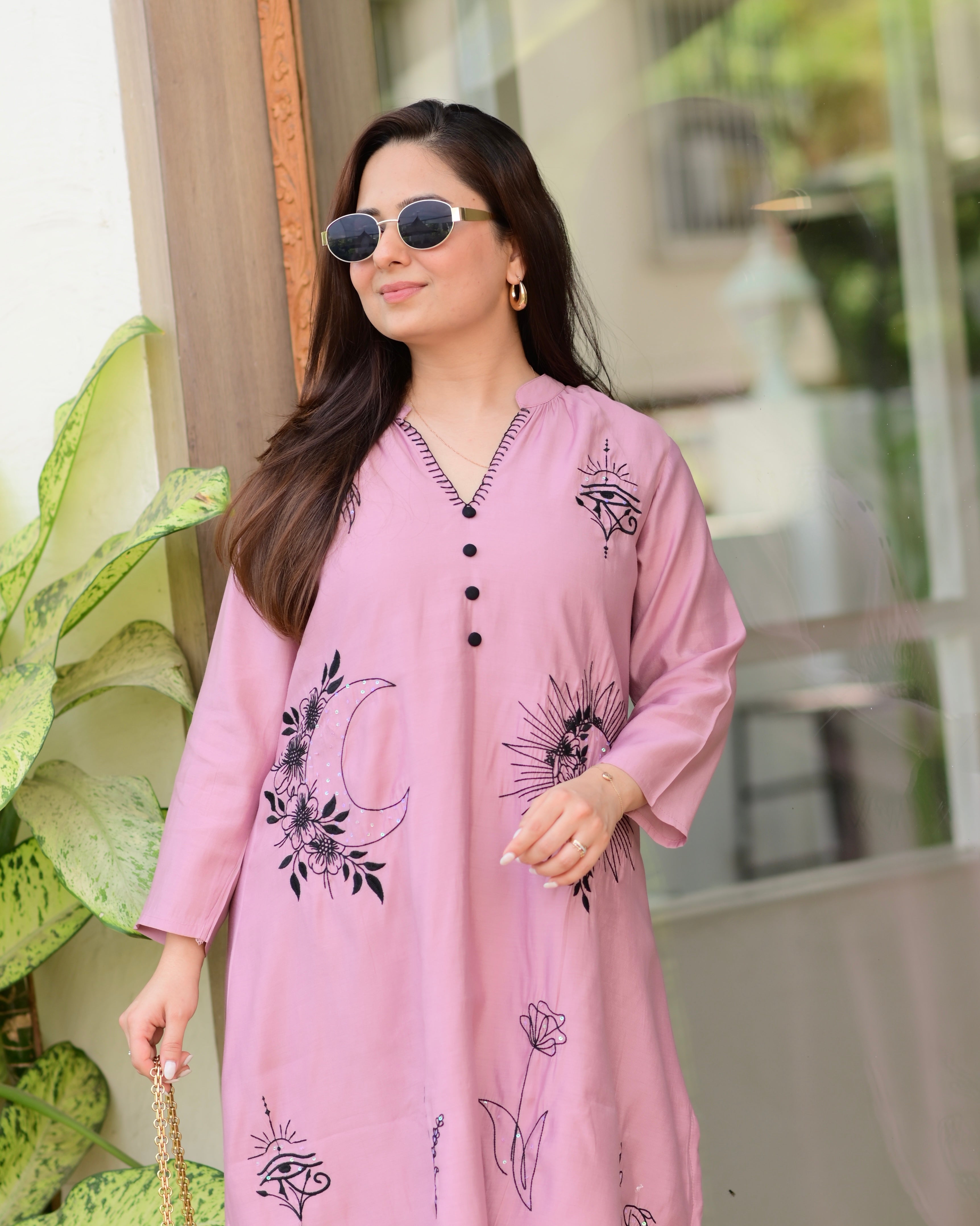 Mauve Lunar Threadwork Classic Co-ord