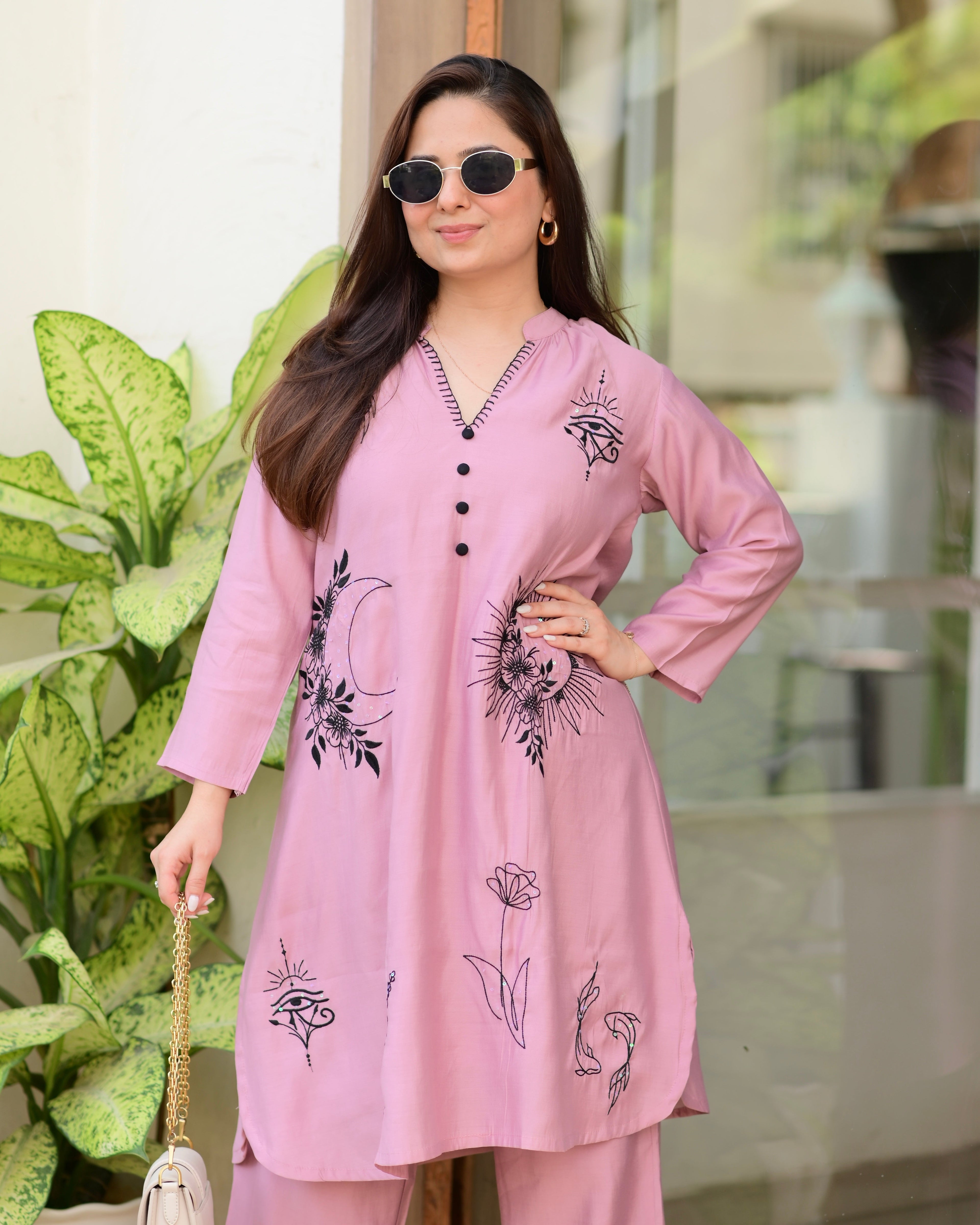 Mauve Lunar Threadwork Classic Co-ord