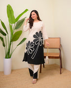 Monochrome Muse Bold Botanica Cotton Kurta Set