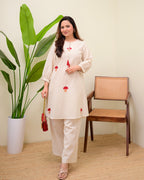 Ivory Red Mushroom Magic Cotton Co-ord