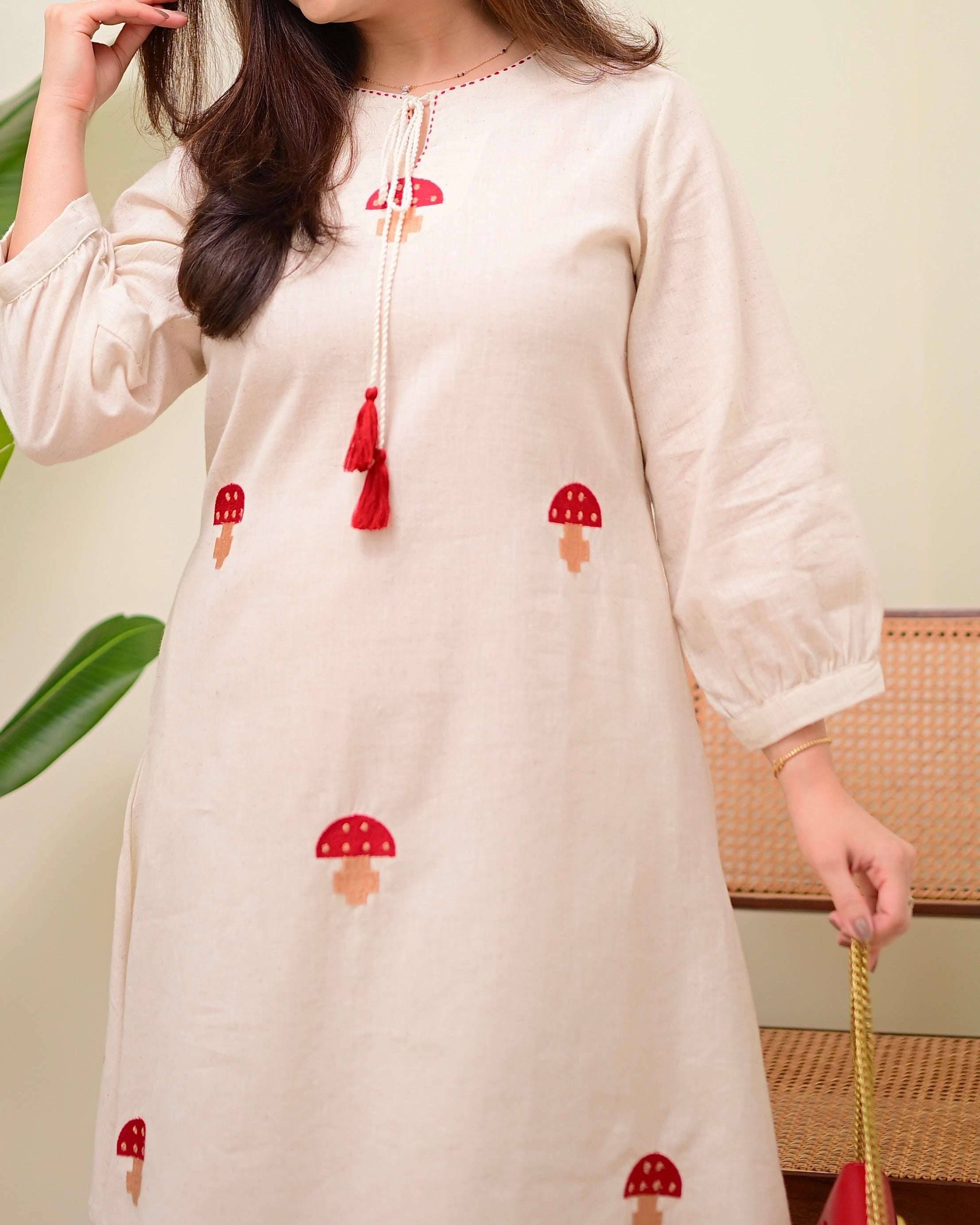 Ivory Red Mushroom Magic Cotton Co-ord