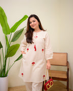 Ivory Red Mushroom Magic Cotton Co-ord