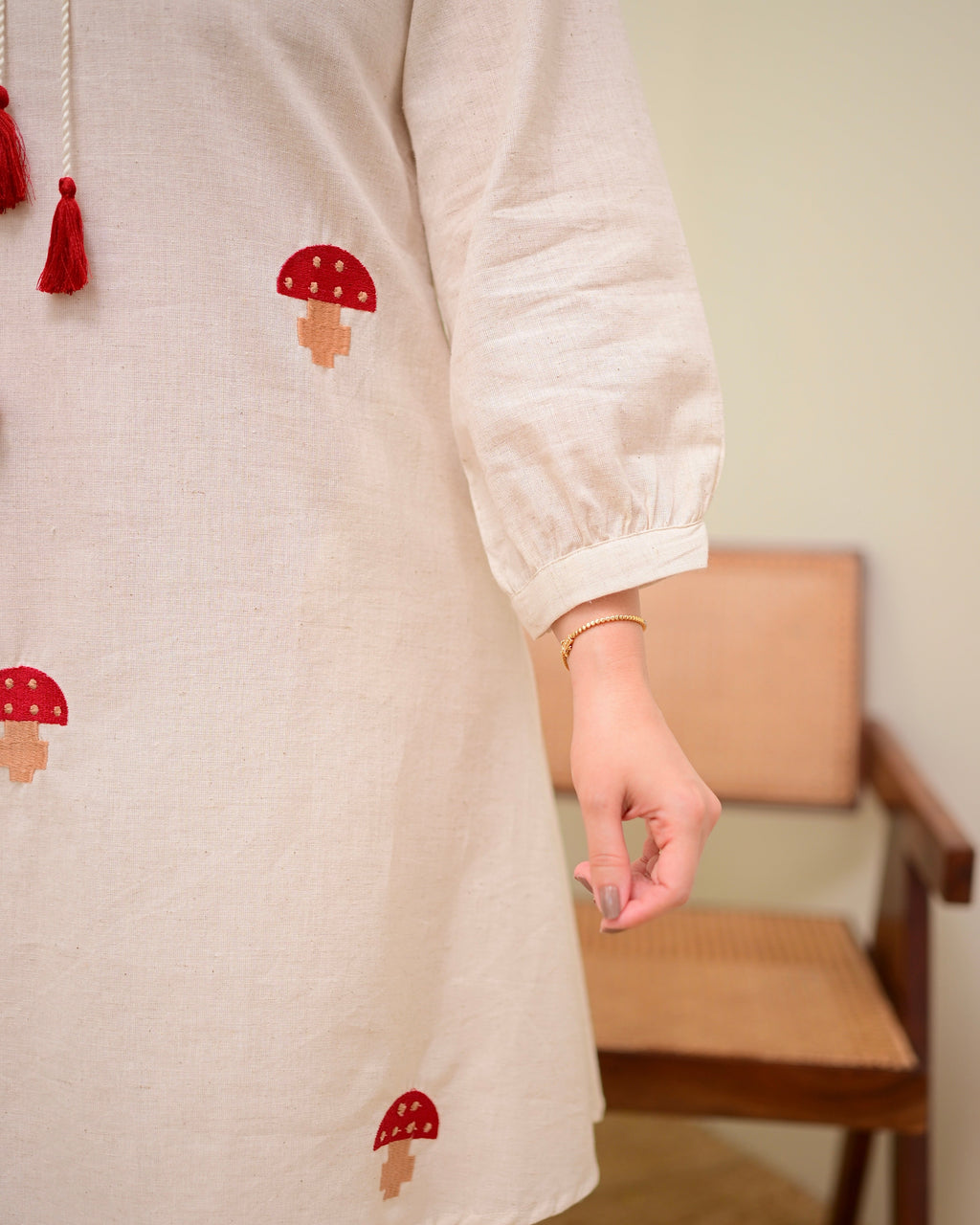 Ivory Red Mushroom Magic Cotton Co-ord