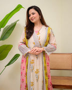 Soft Garden Pastel Hues Mul Chanderi A Line Kurta Set