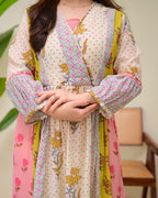 Soft Garden Pastel Hues Mul Chanderi A Line Kurta Set
