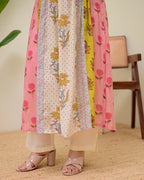 Soft Garden Pastel Hues Mul Chanderi A Line Kurta Set