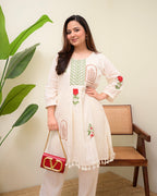 Ivory Rosewood Garden Threadwork Cotton Co-ord