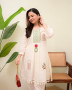 Ivory Rosewood Garden Threadwork Cotton Co-ord
