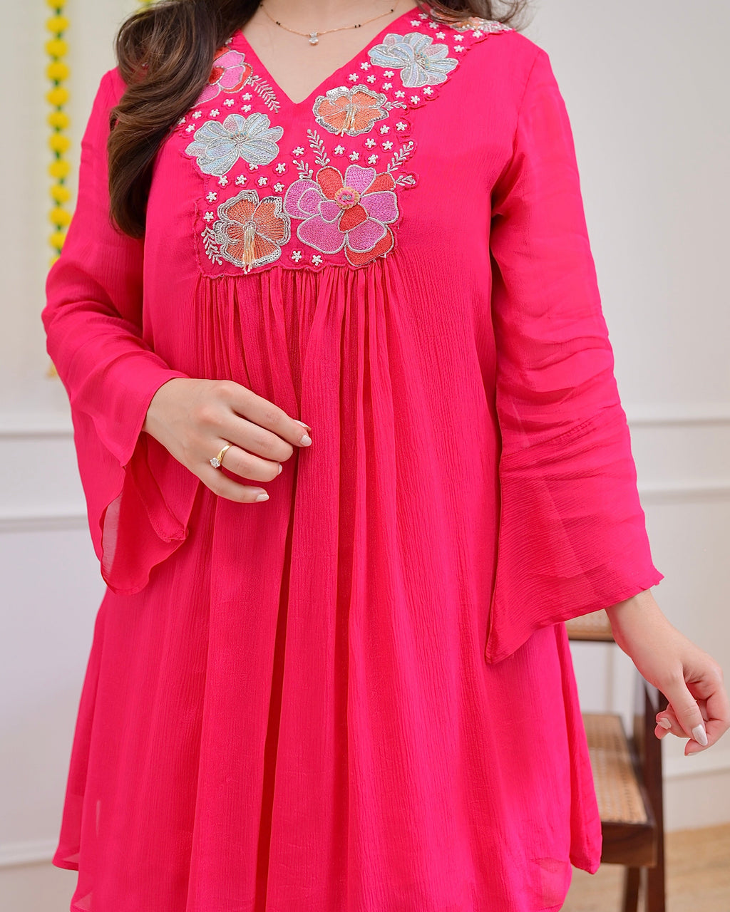 Pink Handwork Chinnon Festive Co-ord