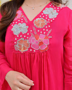 Pink Handwork Chinnon Festive Co-ord